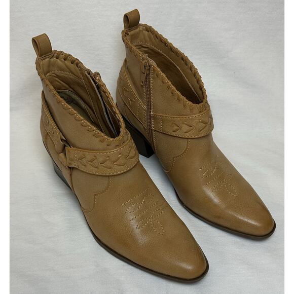 Frye and Co. Palma Stacked Heel Boots Booties Caramel Tan Western Women’s 6.5 - Picture 3 of 8